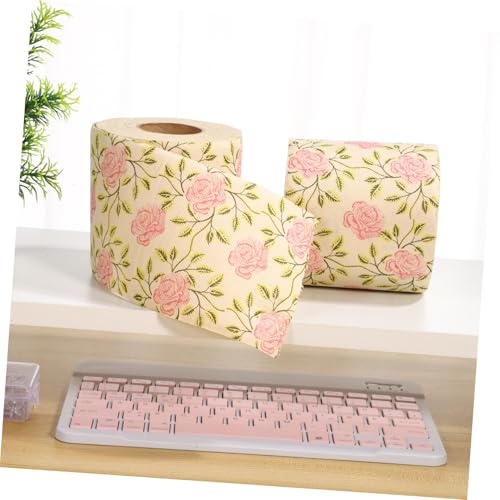Papel higiénico de bambú suave rollos decorativos con estampado de rosas 8