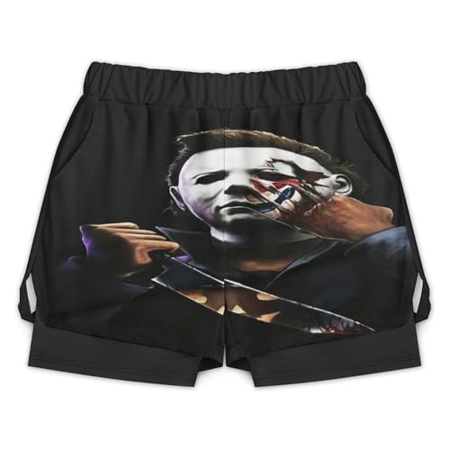 Men's Swim Trunk Halloween Michael Myers Knee Length Comfy Soft with Mesh Lining for Swimwear Bathing Suits Swim Shorts4