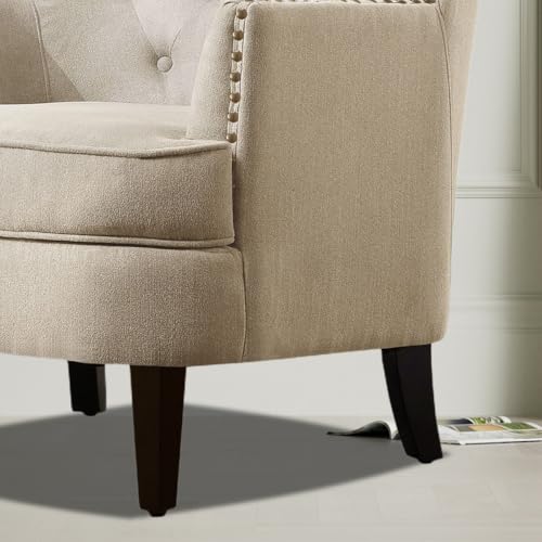 Image of Castora Upholstered Accent Chair for Living Room and Offices (Biege)