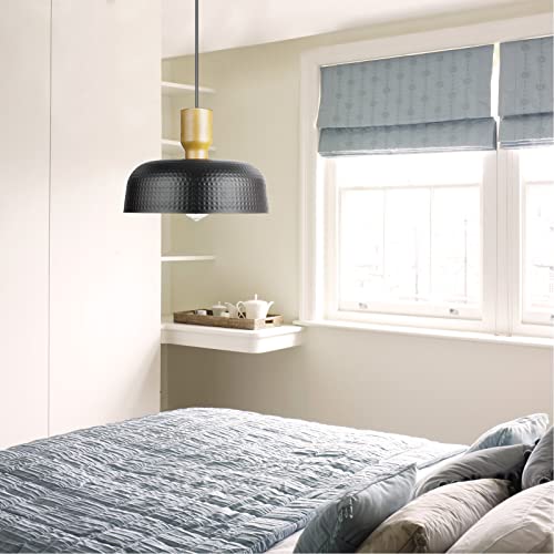 Image of Darkaway Industrial Pendant Light Fixtures Ceiling Hanging with Hammered Metal Shade, Black Pendant Light for Kitchen Island Lighting Hanging Lamp Adjustable Height, Medium 2 Pack
