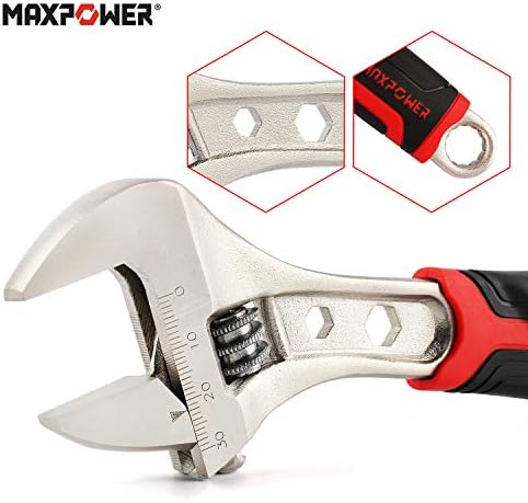 MAXPOWER Regulowany klucz 8"/200 mm z miękkim uchwytem, bardzo szeroki regulowany klucz kluczowy z maksymalną mocą otwierania 30 mm