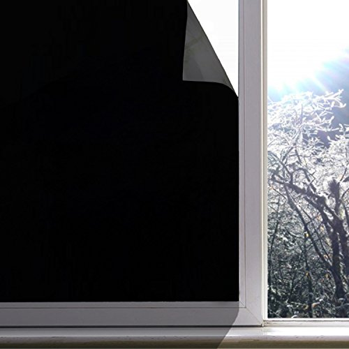 Blackout Window Film, Static Cling Window Tint 100% Light Blocking Glass Window Cover For Home Privacy, Room Darkening, Nap Time, Night Working, Baby Room, Day Sleeping (Matte Black, 35.4X78.7 Inch) #TOP1