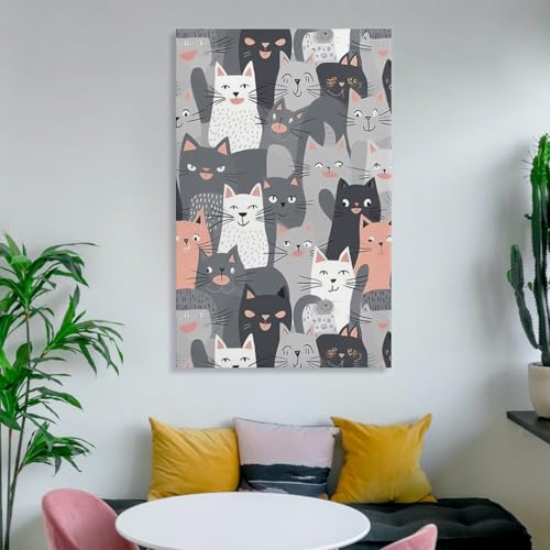 Toile murale imprimée chat gris mignon design moderne vertical 40x60 - 6