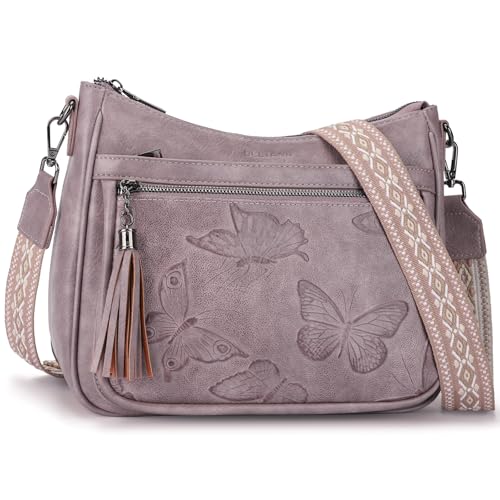 Image of BELTANA Crossbody Bags for Women Trendy Vegan Leather Hobo Purses Medium Butterfly Cross Body Purse with Wide Strap | Adjustable Strap