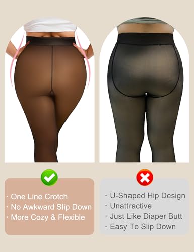 Plus Size Fleece Lined Tights Women Fleece Lined Leggings Fake Faux Translucent Pantyhose Winter2