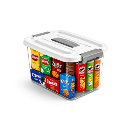 Image of KREPS Plastic Storage Bins With Latching Lids Stackable Containers, Large Storage Box For Bedroom, Basement, Classroom, Camping, Office (TRANSPARENT, MEDIUM - 12 X 8.5 X 7 INCH, PACK OF - 1)