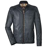 bedrucktes Innenfutter MILESTONE Cosimo Herren Bikerjacke aus Lammnappa Leder (54, Marine)