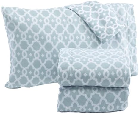 Home Fashion Designs Dara Collection Super Soft Extra Plush Fleece Sheet Set. Cozy, Warm, Durable, Smooth, Breathable Winter Sheets with Printed Pattern (Twin, Blue)