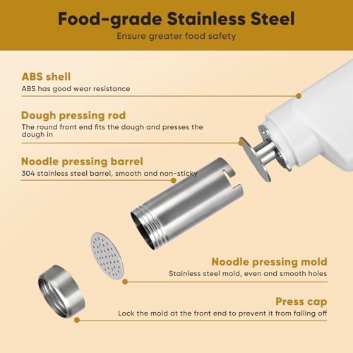 Bild 2 - Elektrische Nudelmaschine,Automatische Handheld Noodle Maker,Kitchenaid für den Haushalt,2000mAh Multifunktionale Nudelmaschine mit 5 Pressformen