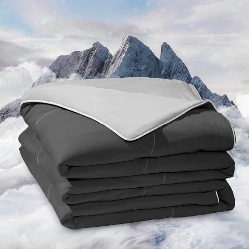 Vamcheer Cooling Comforter Twin Size - Q-Max 0.45 Double Sided Cooling Blanket for Hot Sleepers & Night Sweats, Lightweight Cold Bedding Comforter for All Season, Soft & Breathable, Grey 60"x90"
