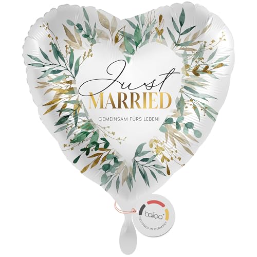 Balloa Ballon en aluminium Just Married Coeur, Ballon à l'hélium Ensemble pour la vie, Ballon pour décoration de mariage, décoration de fête, cadeau pour...