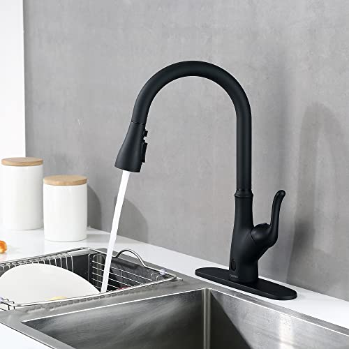 Robinet de cuisine extractible noir mat automatique avec jet puissant