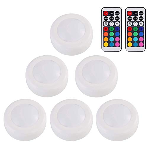 Preisvergleich Produktbild WOWDSGN 6er RGB Schrankbeleuchtung Unterbauleuchten mit Fernbedienung Schrankleuchten Treppen Licht Nachtlicht Dimmbar Batteriebetrieben für Schrank Küche Gang Warmweiß