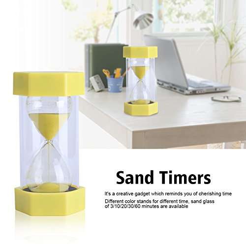 Colorful Sand Timers Glass Hourglass 3/10/20/30/60 Minutes Timer Clock Home Office Decor Gift(3 mins Yellow) - Image 2