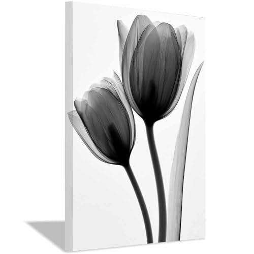 Art délicat à rayons X de tulipes : tableau sur toile haut de gamme encadré
