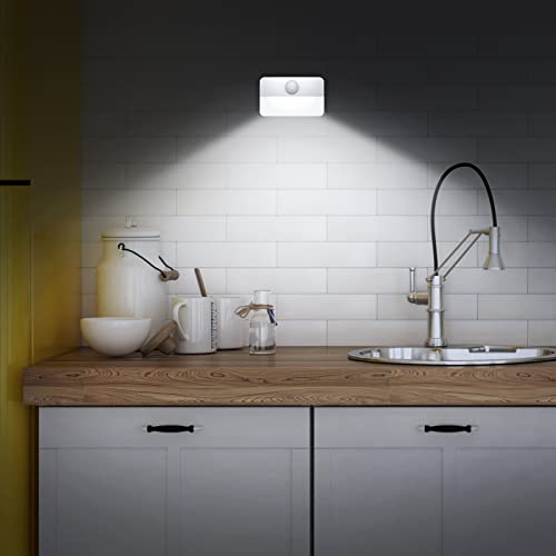Image of AMIR 4 Pack Mini Motion Sensor Stair Light for Indoor, Battery-Powered LED Night Light, 40 Lumen 6500K, Cordless Closet Lights, Safe Lights for Stairs, Hallway, Bathroom, Kitchen, Cabinet