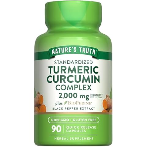 Nature's Truth Turmeric Curcumin Supplement | 2000mg | 90 Capsules | with 95% Standardized Curcuminoids and Bioperine | Non-GMO and Gluten Free Cover