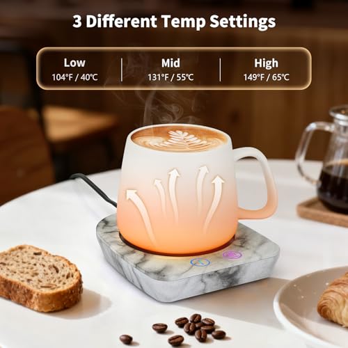 Image of VOBAGA Coffee Mug Warmer with 3-Temp Settings, Coffee Cup Warmer with Auto Shut Off, Smart Mug Warmer for Travel Office Desk Candle, Coffee Warmer for Coffee Gifts Coffee Accessories for Women Men