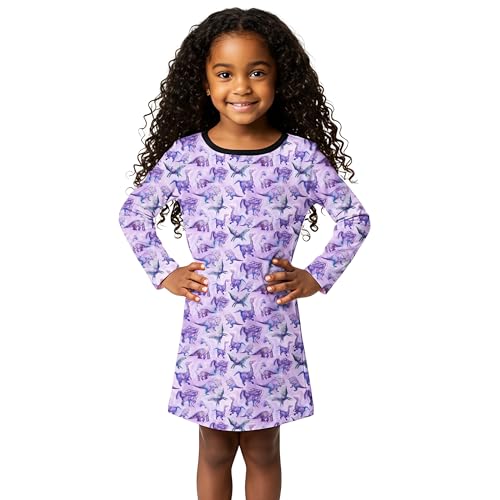 The Picket Fence Girls Dinosaur Dress Toddler, Sensory Friendly Kids Dresses for Girls, Play Clothing for School4