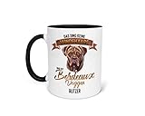 Tasse Kaffeetasse mit Bordeaux Dogge Hund Lustiger Spruch - Beidseitiger Druck - Frauchen - Herrchen