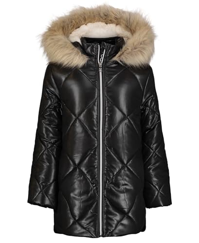 Calvin Klein Girls' Short Length Hooded Winter Diamond Quilt