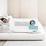 Hiccapop 44' x 19' Bed Rail for Toddlers, Heavy-Duty Safety Bed Rail for Twin, Full, Queen Beds, Soft Mesh Cover & Swing-Down Design, Easy No-Tool Installation (White)