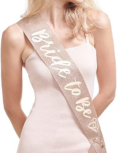 HAPPYLAND Bachelorette Party Decorations Bride To Be Sash Rose Gold Glitter with Gold Foil Letter Bridal Shower Decorations. Wedding Engagement Party Favors Gift Hen Party supplies. image 5