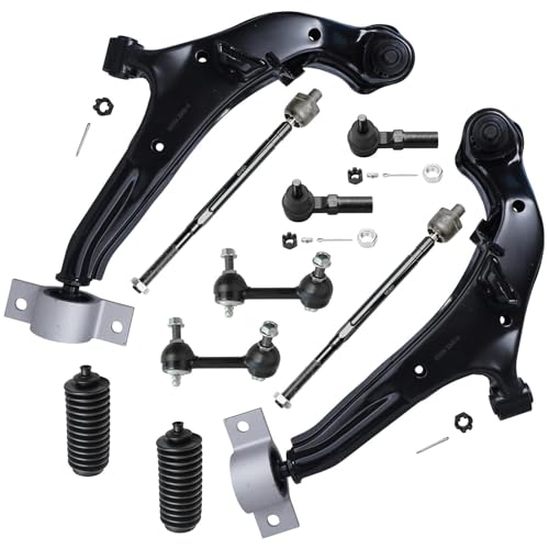 Detroit Axle - Front End 10pc Suspension Kit for 2000-2003 Nissan Maxima, 2000-2001 INFINITI I30, 2002-2004 I35, 2 Lower Control Arms 2 Sway Bars 4 Outer & Inner Tie Rods 2 Boots Replacement