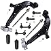 Detroit Axle - New 10pc Kit: Both (2) Front Lower Control Arms w/Ball Joints, (2) Sway Bar Links + All (4) Inner & Outer Tie Rod Links w/Tie Rod Rack Boots for [2000-01 Infiniti i30]
