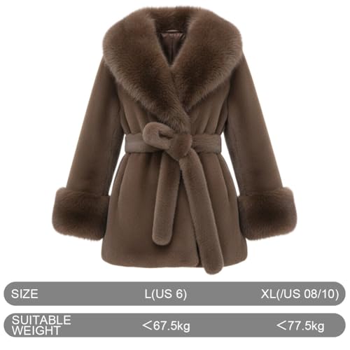 Manteau en fausse fourrure femme long contre le froid avec col protecteur