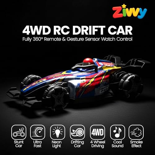 Image of Big Drift Racing RC Car - Red | 2.4GHz Rechargeable Drift Car with Palm Remote & 100m Range | Drift Mode, Spray Effect, LED Lights & Music | Best Gift for Boys & Girls 2 3 4 5 6 7 8+ Years