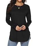 VIOPY Blusa Básica de Manga Larga para Mujer Playeras de Moda Casuales Cuello Redondo Túnica Holgada Que Afina la Silueta...