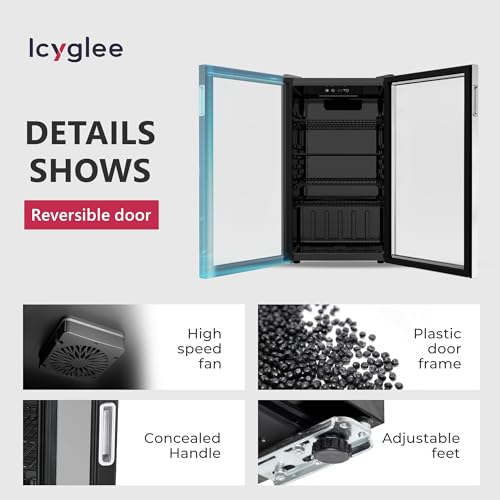 Icyglee BR-110P-IG-02 Beverage Refrigerator And Cooler, 126 Can Mini Fridge With Plastic Door, Beverage Cooler With Digital Temperature Display & Adjustable Shelves For Soda Beer Or Wine thumb #5