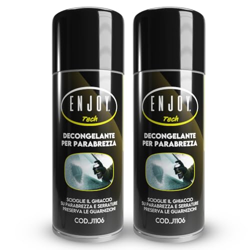 ENJOY TECH Spray Antighiaccio Efficace 2x200ML, Deghiacciante per Auto, Vetri,