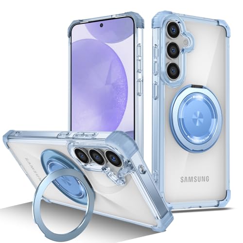 Funda Samsung S26 Plus azul con anillo giratorio YOUULAR delgada antishock