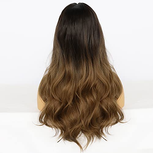 Ebingoo Brown Ombre Wig For Women Long Wave Soft Synthetic Heat Resistant Fiber Wigs For Daily Wear #TOP4