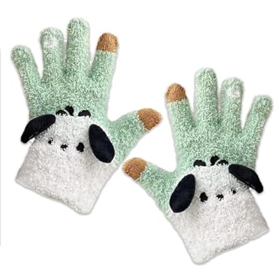 Roffatide Cartoon pochacco se mantiene caliente guantes inexistentes se mantiene caliente guantes de peluche de dedo completo guantes verdes para niños y niñas al aire libre en invierno | Ya disponible en tu tienda friki favorita! En mundofriki.es!
