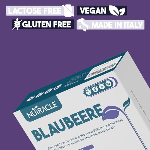 Nutracle Heidelbeere 600mg 60 Tabletten Hochdosiert | Mikrozirkulation Beine, Kapillaren, Venen, Augen und Augenlicht | Detox für den Kreislauf In Anthocyanen und Rutin titriert