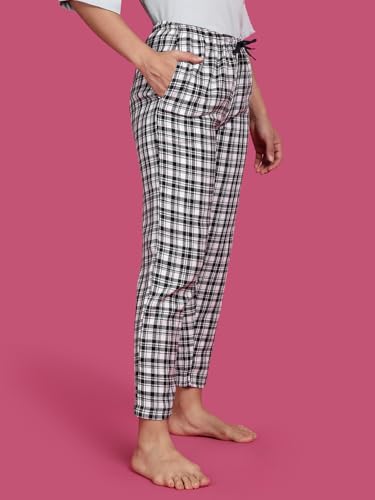 Image of KRYPTIC Women's 100% Pure Cotton Woven Pyjama | Mid Rise Relaxed Fit Full Length Nightwear Pant with Elasticated Drawstring Waistband & Side Pocket | Comfortable Lounge, Sleepwear & Casual Bottom Wear