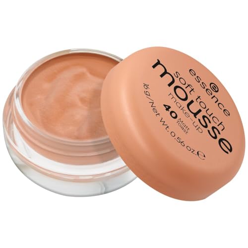 essence soft touch mousse make-up, Make Up, Foundation, Nr. 40 matt toast, nude, für Mischhaut, für unreine Haut, vegan, ohne Parfüm, ohne Alkohol (16g)