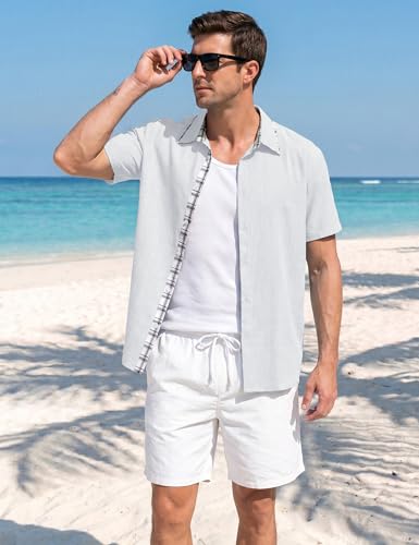 MAGNIVIT Mens Button Down Short Sleeve Shirt Men's Summer Casual Beach Shirts Business Wedding Shirts Top Dress for Men White XL — view 3