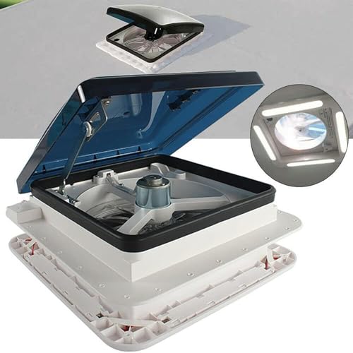 JJENXYYDS Ventilateur De Toit Camping Car,RV Caravane lanterneau avec Lumière LED,pour Camping-Car, Caravane, Fenêtre De Toit pour Camping-Car 12 V, Convient Aux Camping-Cars,14in