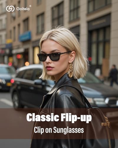 Goiteia Polarized Clip on Sunglasses over Prescription Glasses Women Men-Retro Framed Design for Concealing Glasses2