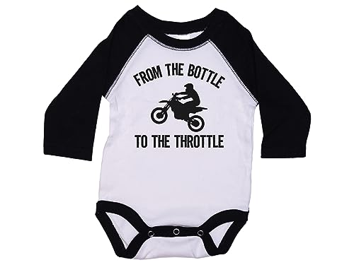 Ebenezer Fire Motocross Onesie/From The Bottle To The Throttle/Baby Dirt Bike Outfit/Raglan (3-6M, BLACK)