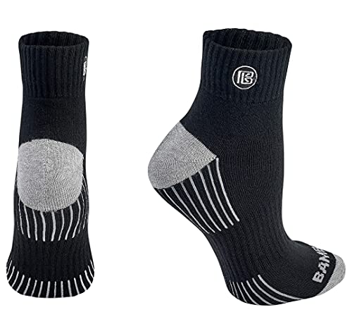 Premium Bamboo Crew Work Socks- Quarter High Moisture Wicking, Odor Eliminating Black Quarter Crew Socks For Men Size 9-12 - 3 Pair #TOP3
