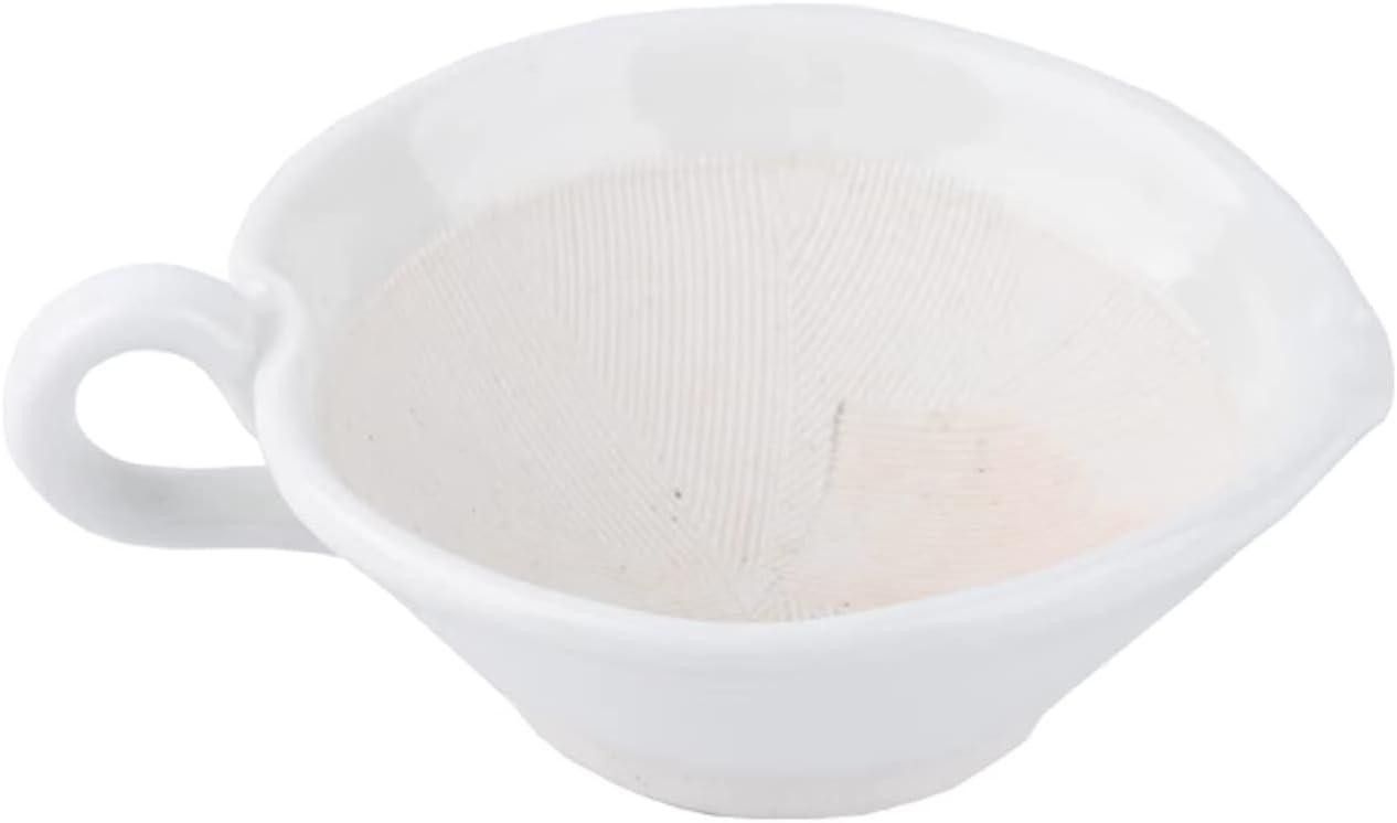 Pestle and Mortar Set Ceramic Mortar & Pestle Set Suribachi and Surikogi with Spout and Handle 4.7 inches Handmade Mortar and Pestle Mortar and Pestle(White)
