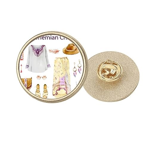 Broche ronde dorée Bohe a Wind peinte à la main en taille M pour sublimer un blazer chic