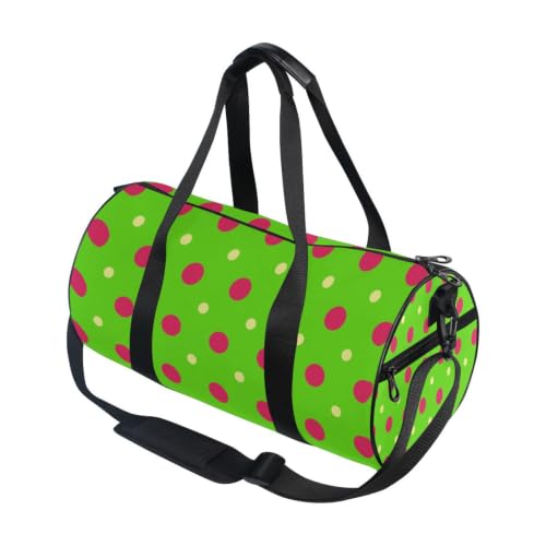 Bolsa de deporte redonda y ligera con bolsillo interior de lunares para viajes y gimnasio