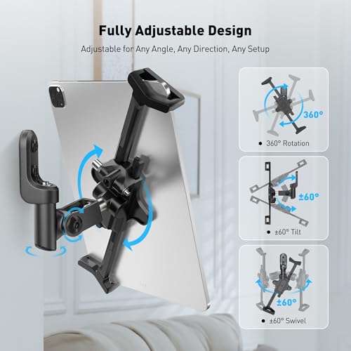 AboveTEK Tablet Wall Mount Holder, 360° Rotation iPad Wall Mount with Anti-Theft Lock & Key, Fits 7.9"–14.6" Tablets, Premium Steel & Zinc Alloy Secure Wall Mounted Tablet Holder by AboveTEK - Used condition - Image 4