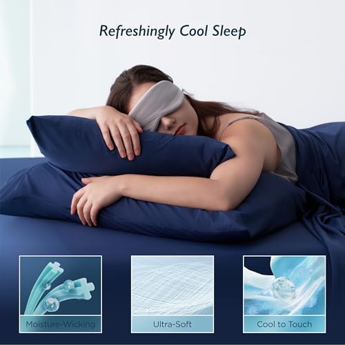 Breescape Cooling Pillow Cases King Size Set of 2, BlendTek™ Cooling Technology for Hot Sleepers & Night Sweats, Silky Soft Cool Pillowcases for Hair & Skin Care, 20" x 36", Twilight Blue by Breescape - Used condition - Image 3